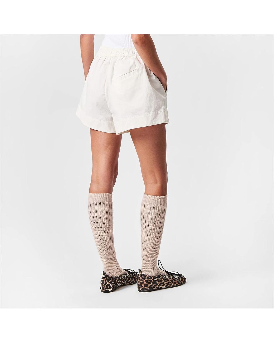 Ganni White Logo Shorts