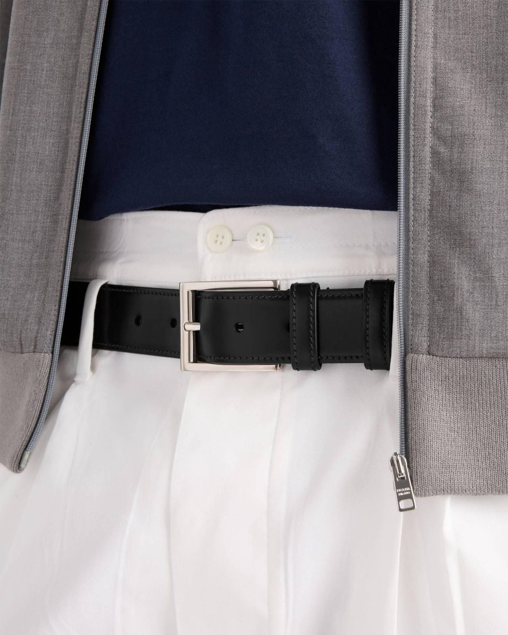 Prada Black Logo-Engraved Buckle Belt for men