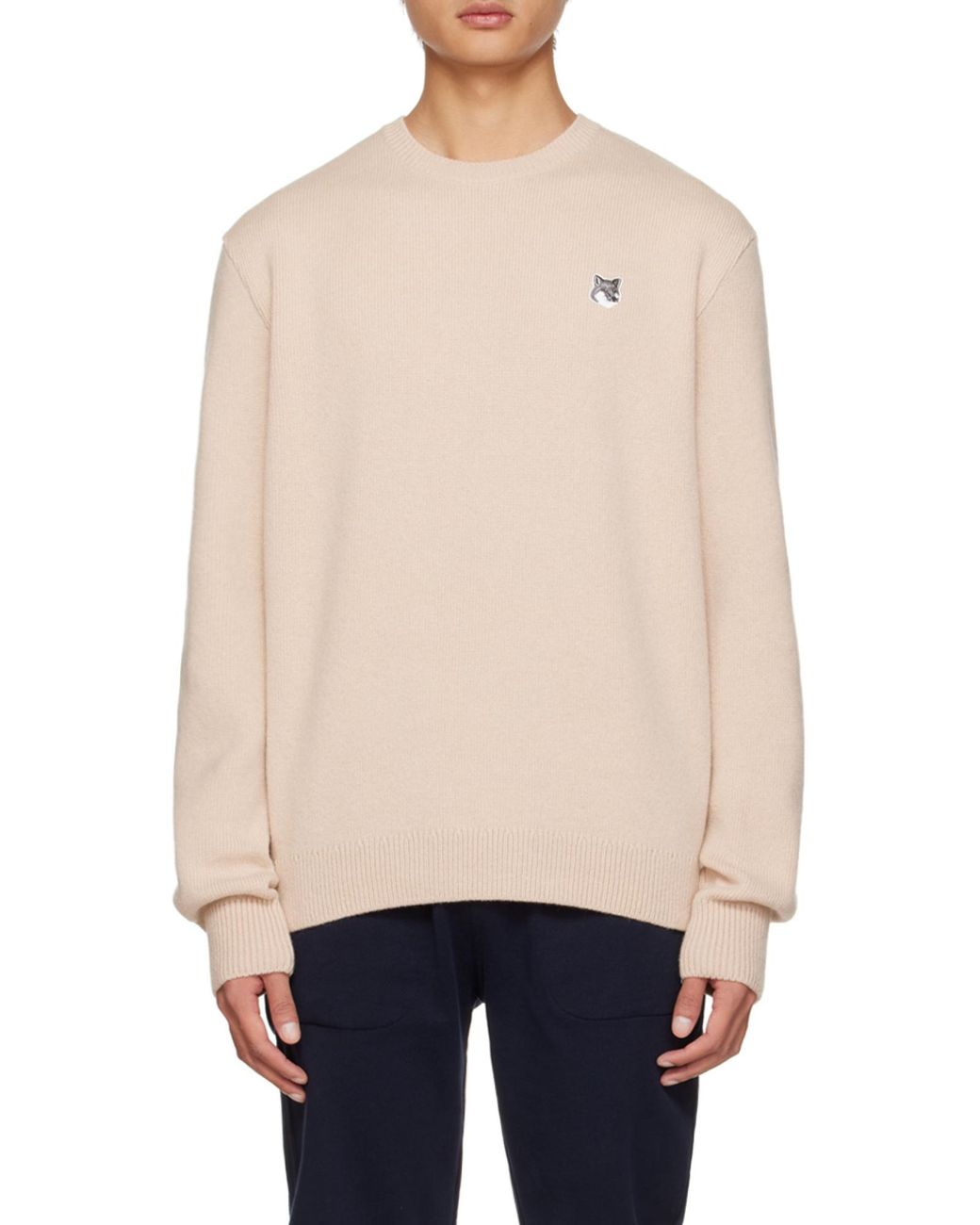 Maison Kitsuné Natural Fox Crew-Neck Wool Jumper for men
