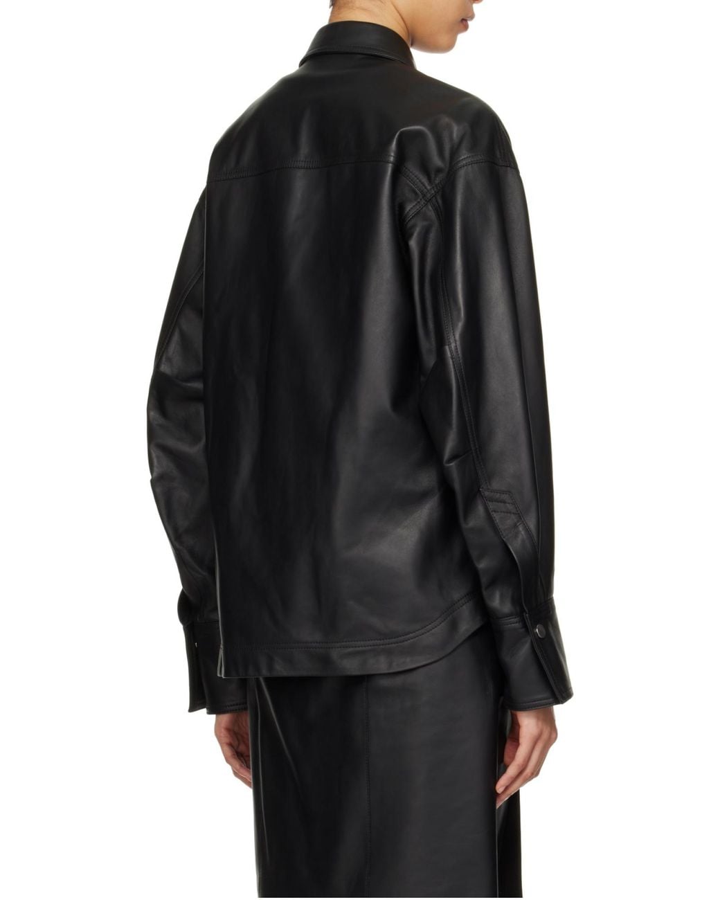 The Attico Black The Long-Sleeved Leather Shirt