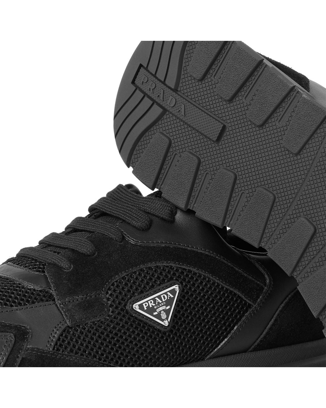 Prada Black Meshpanelled Sneaker for men