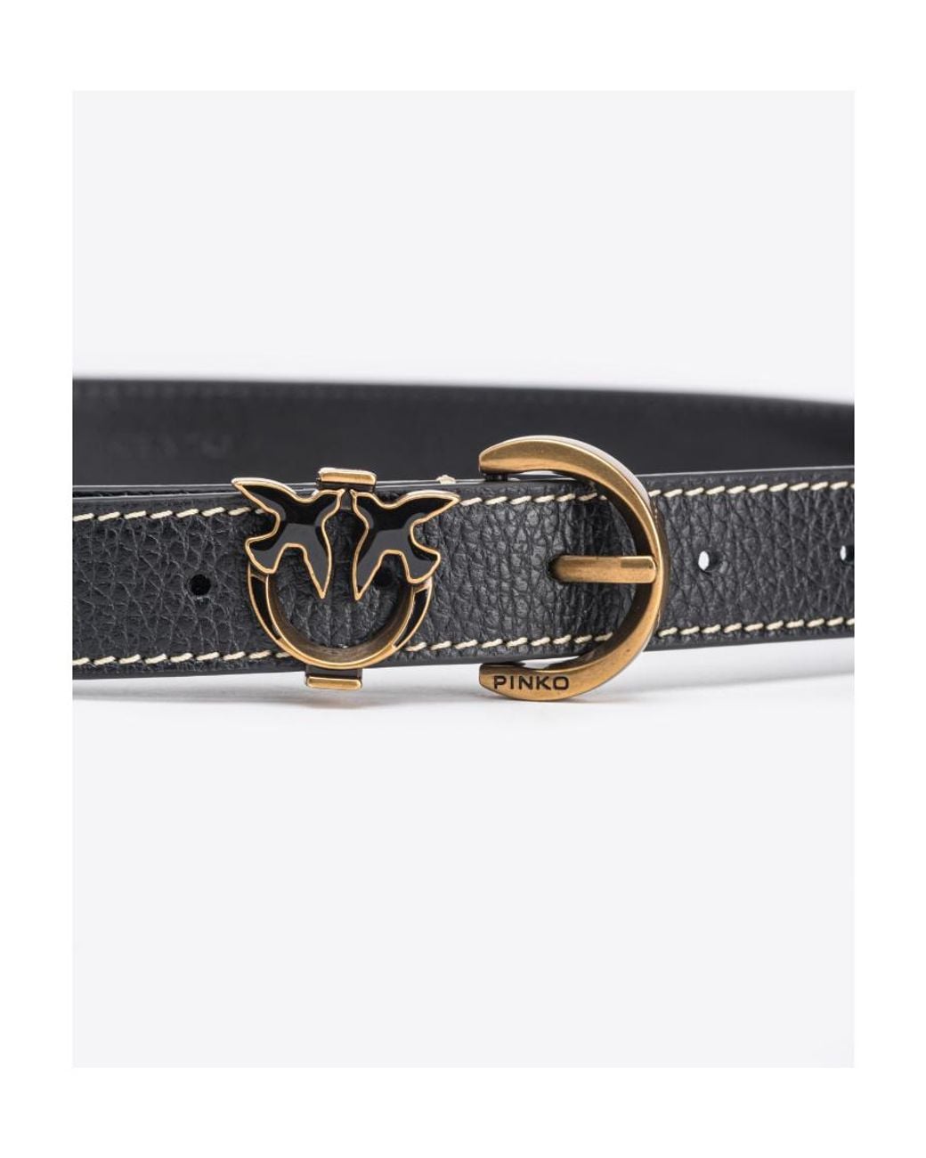 Pinko White Love Birds Plaque Buckled Belt