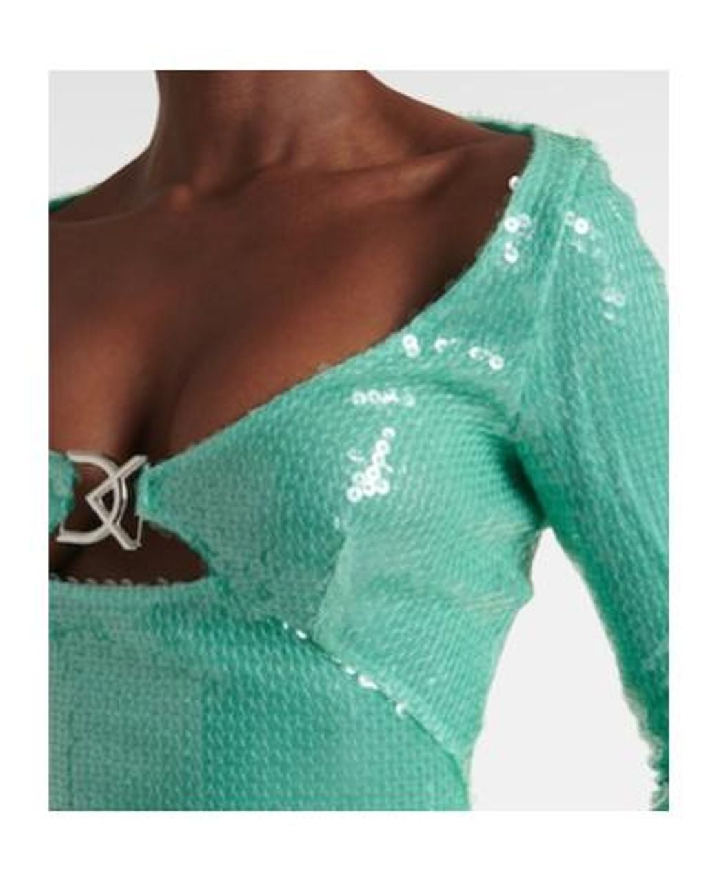 David Koma Green Sequined Midi Dress