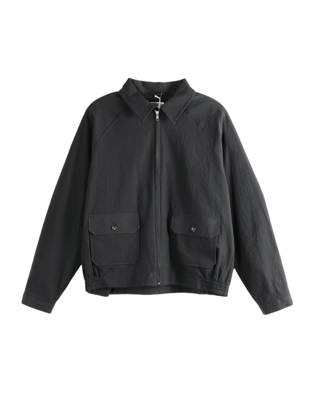 Bode Black Seersucker Coach's Bomber Jacket for men