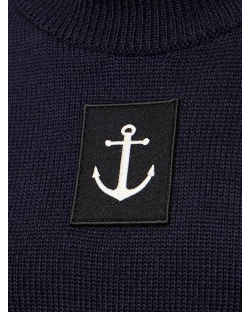 Jil Sander Blue Logo Turtleneck Sweater