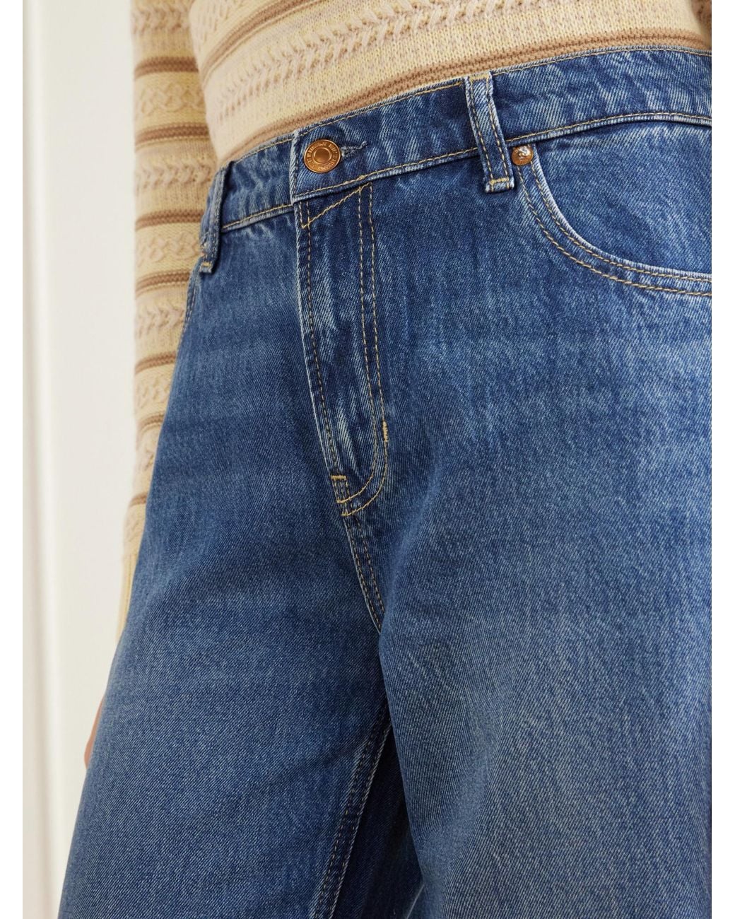 Guest In Residence Blue Mid-Rise Wide-Leg Jeans