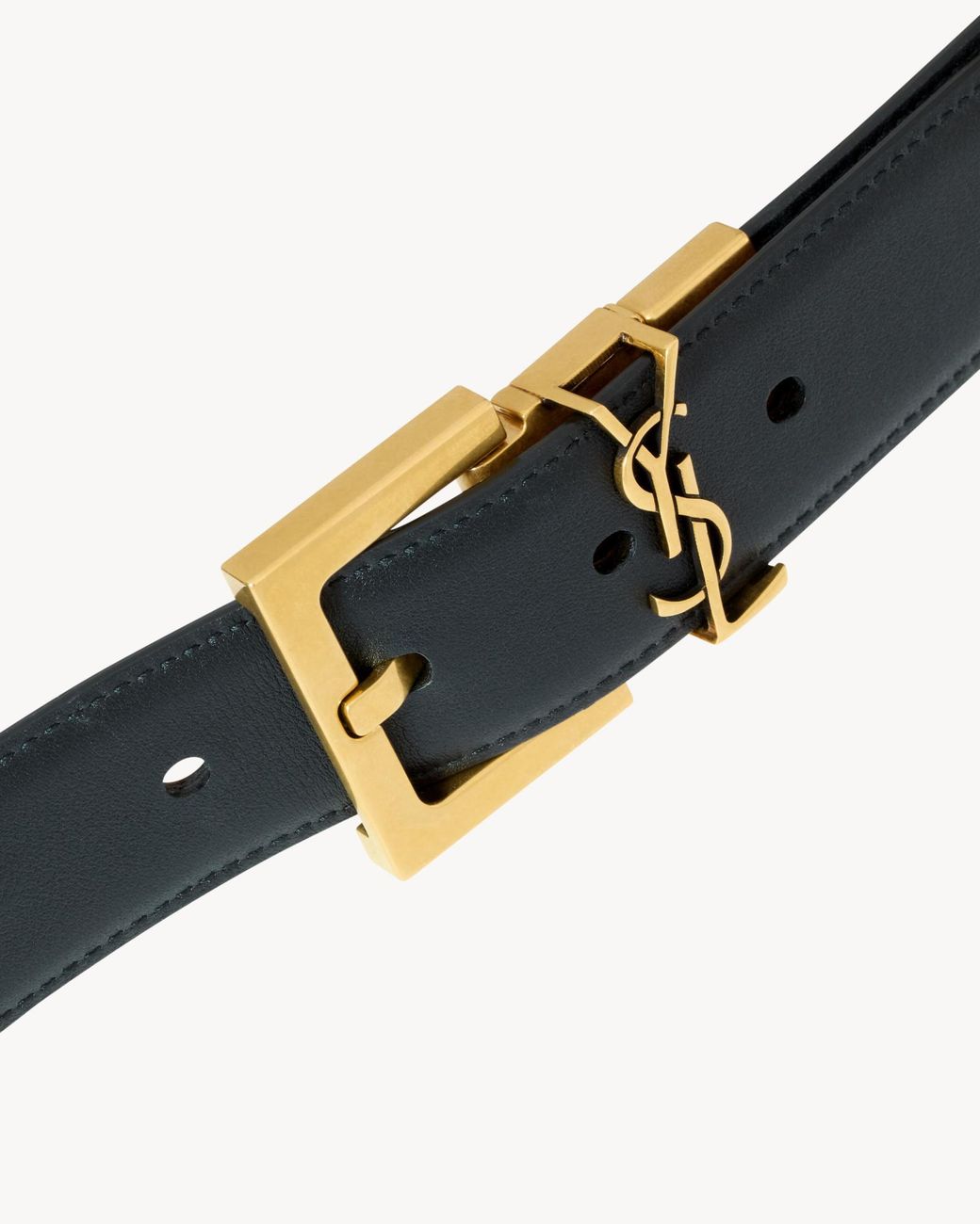 Saint Laurent White Cassandre Reversible Belt