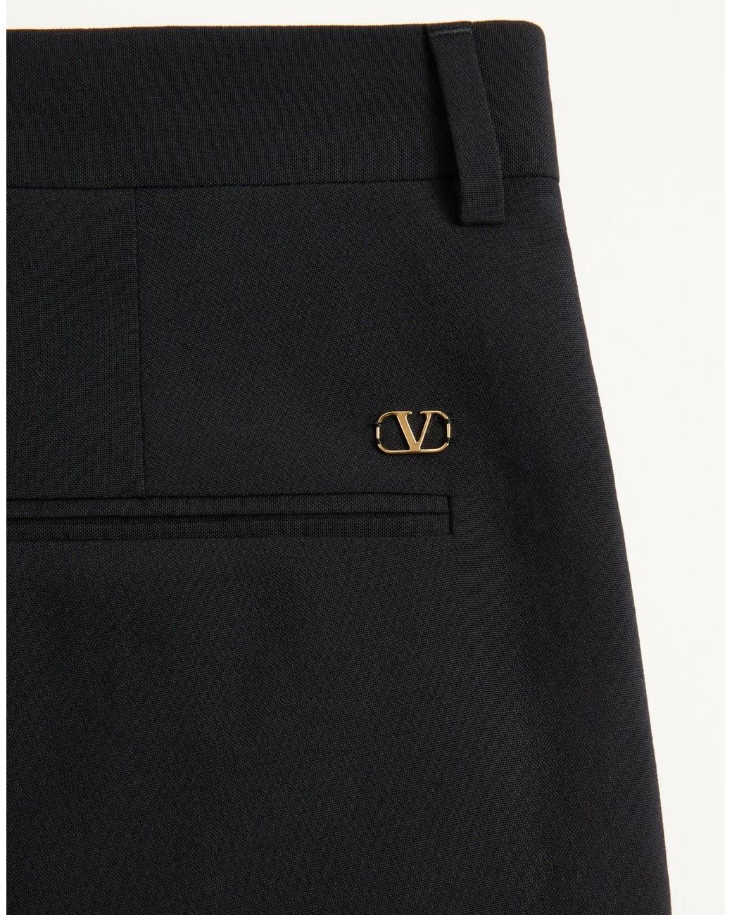 Valentino Black Cuffs Vlogo Cropped Pants for men