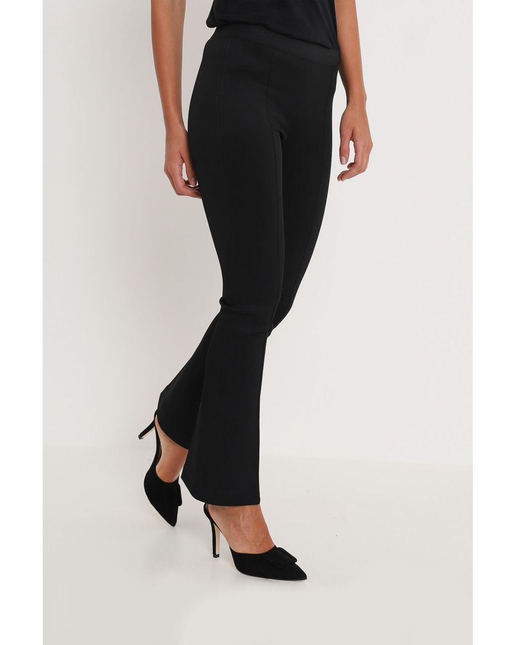 Helmut Lang Black Cropped Flared Ribbed Leggings