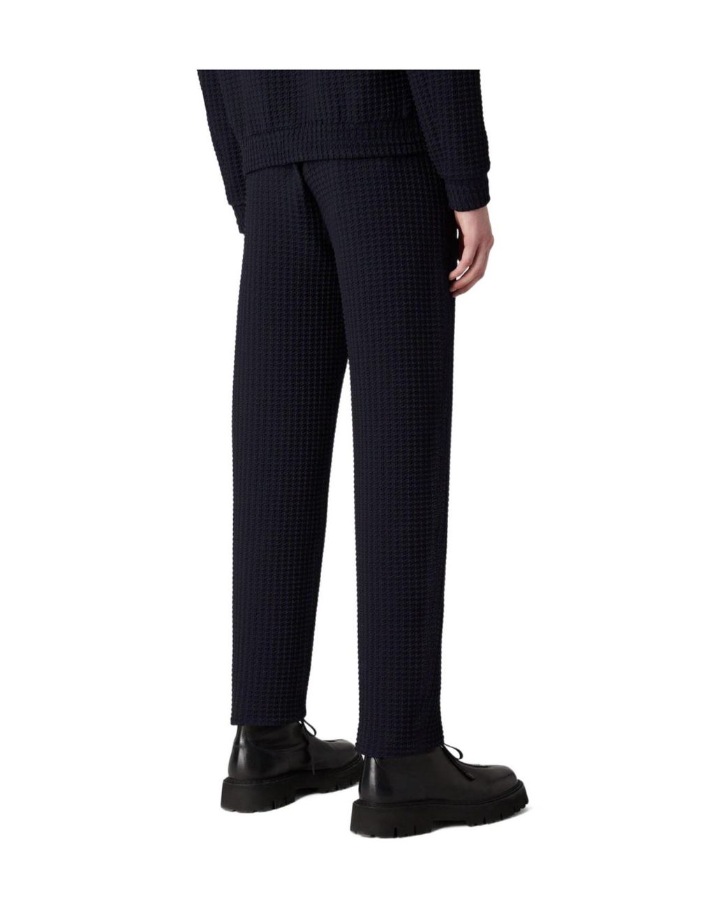 Emporio Armani Blue Knit Tapered Trousers for men