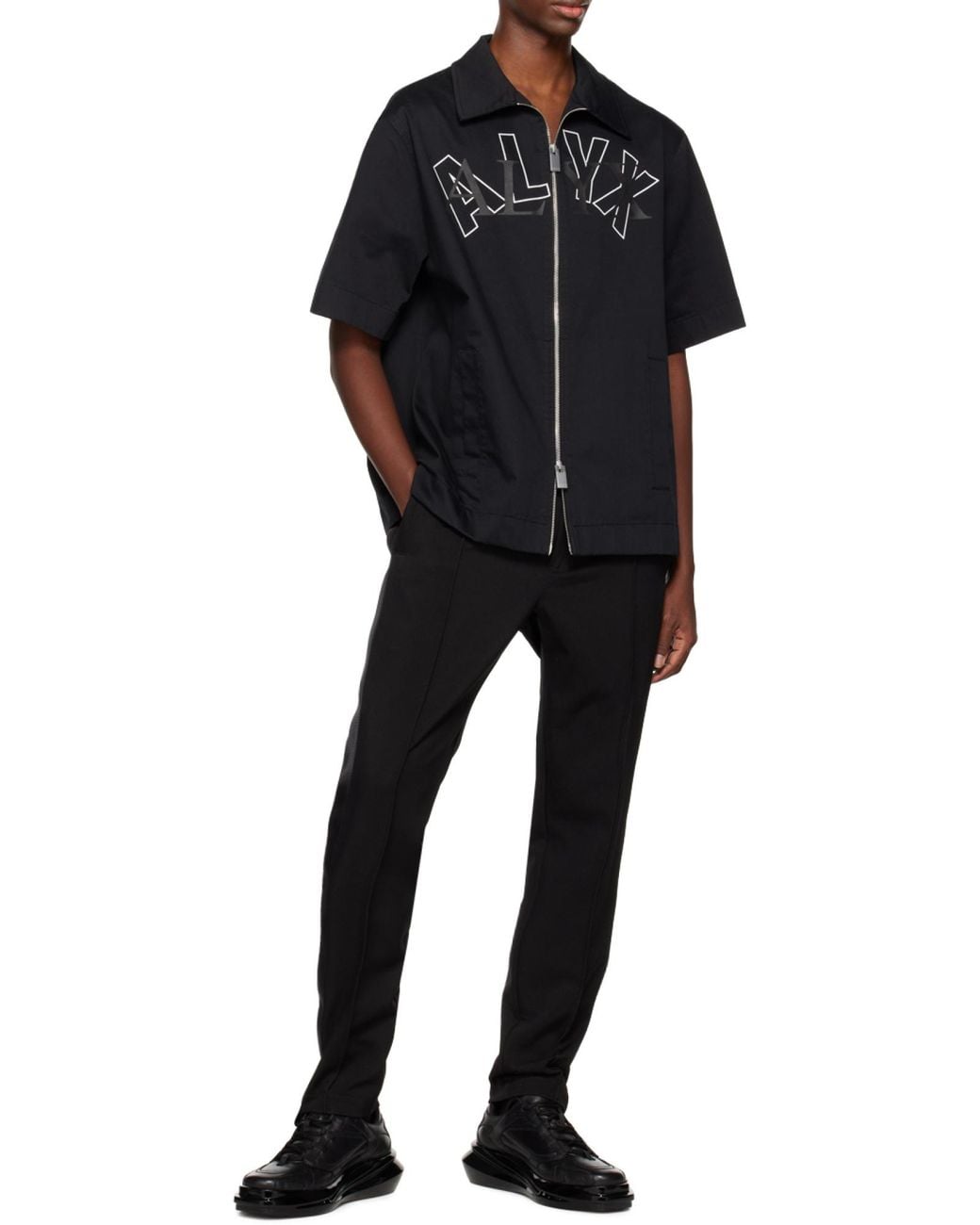 1017 ALYX 9SM Black Logo Short-Sleeve Zip Shirt for men