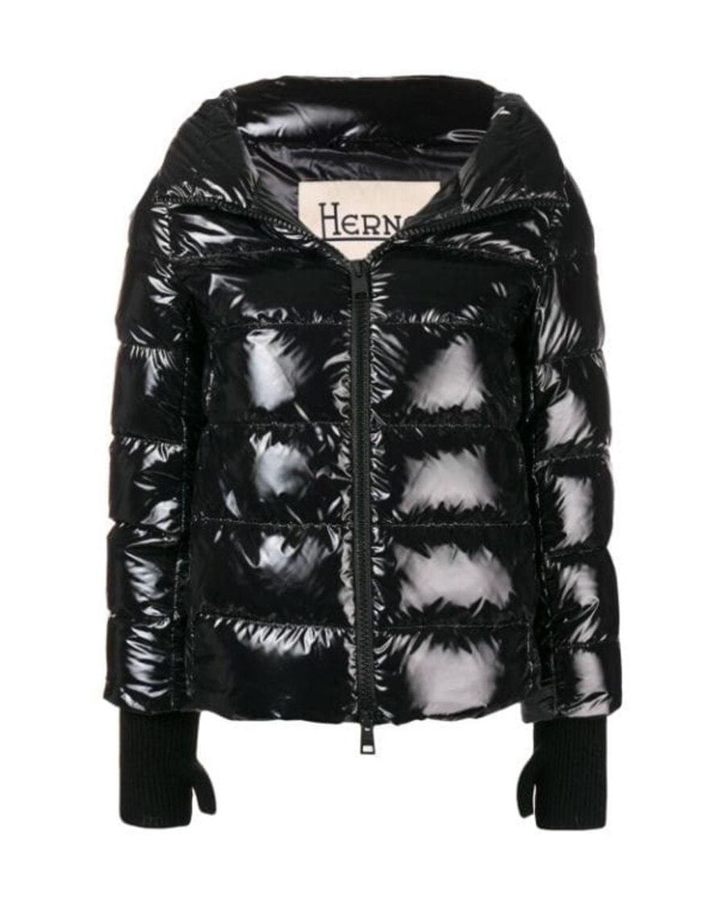 Herno Black Glove Detailed Down Jacket