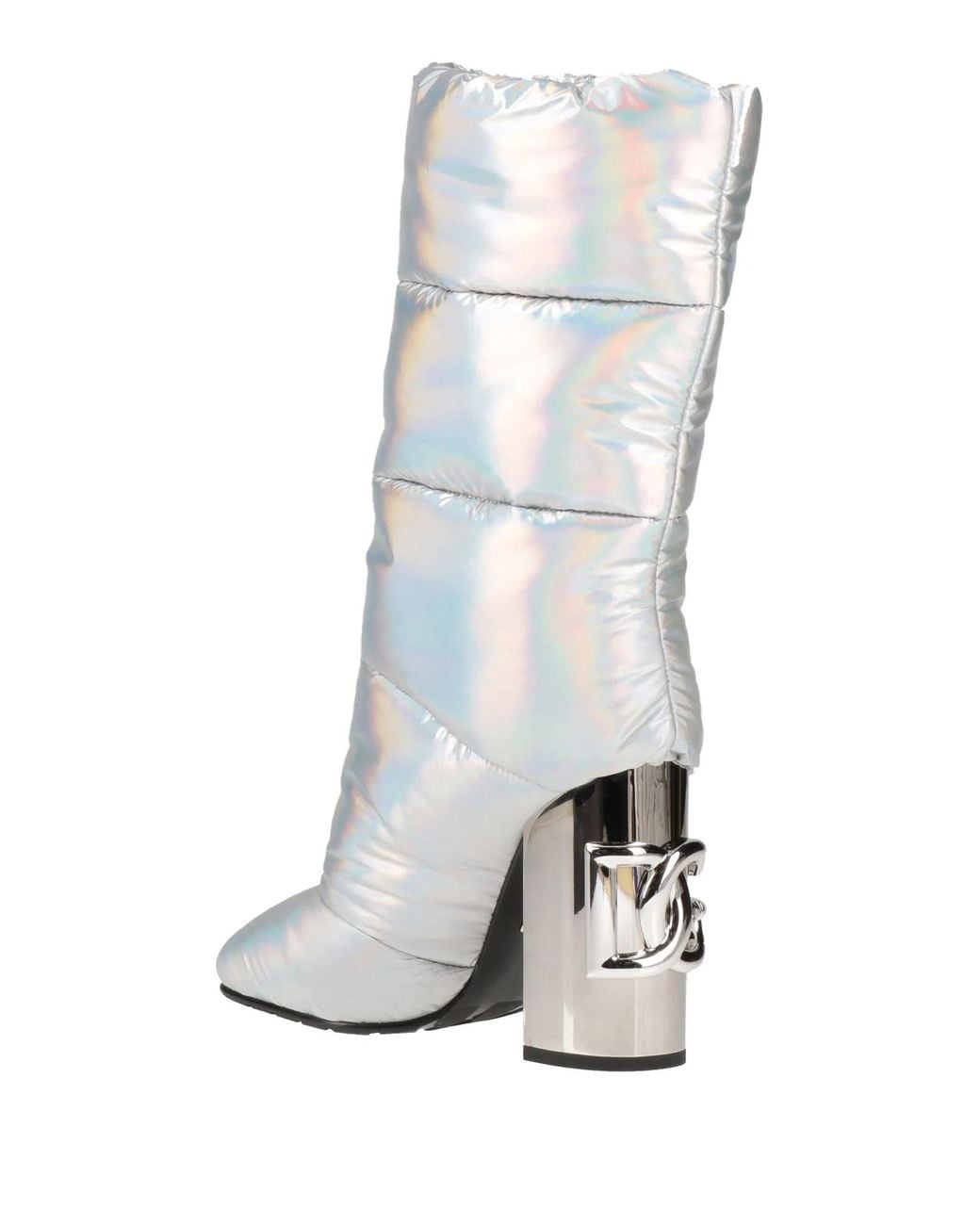 Dolce & Gabbana White Color-Blocked Metallic Ankle Boots