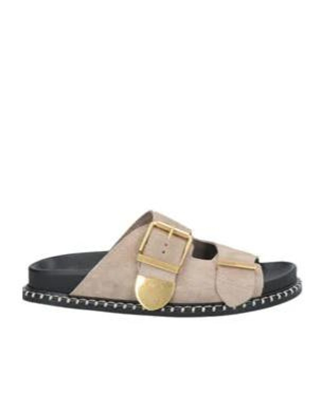 Chloé Black Round-Toe Buckle-Strap Flat Sandals