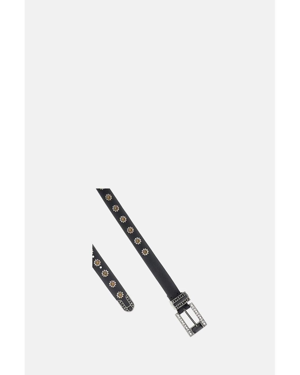 Golden Goose Deluxe Brand White Flower Studded Buckle Belt