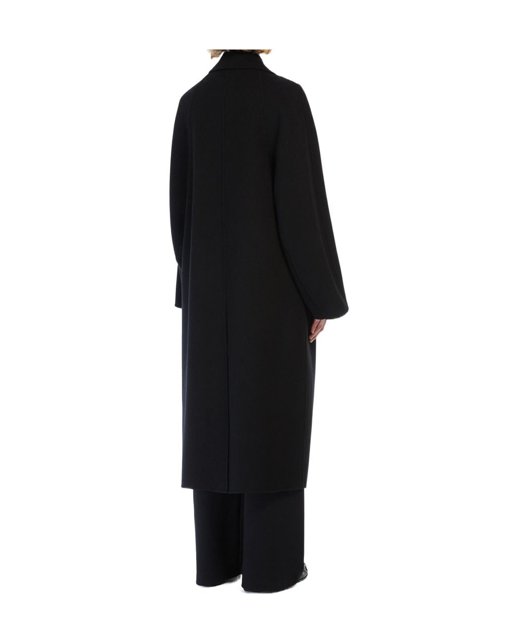 Max Mara Black 'S Double-Breasted Long-Sleeved Coat
