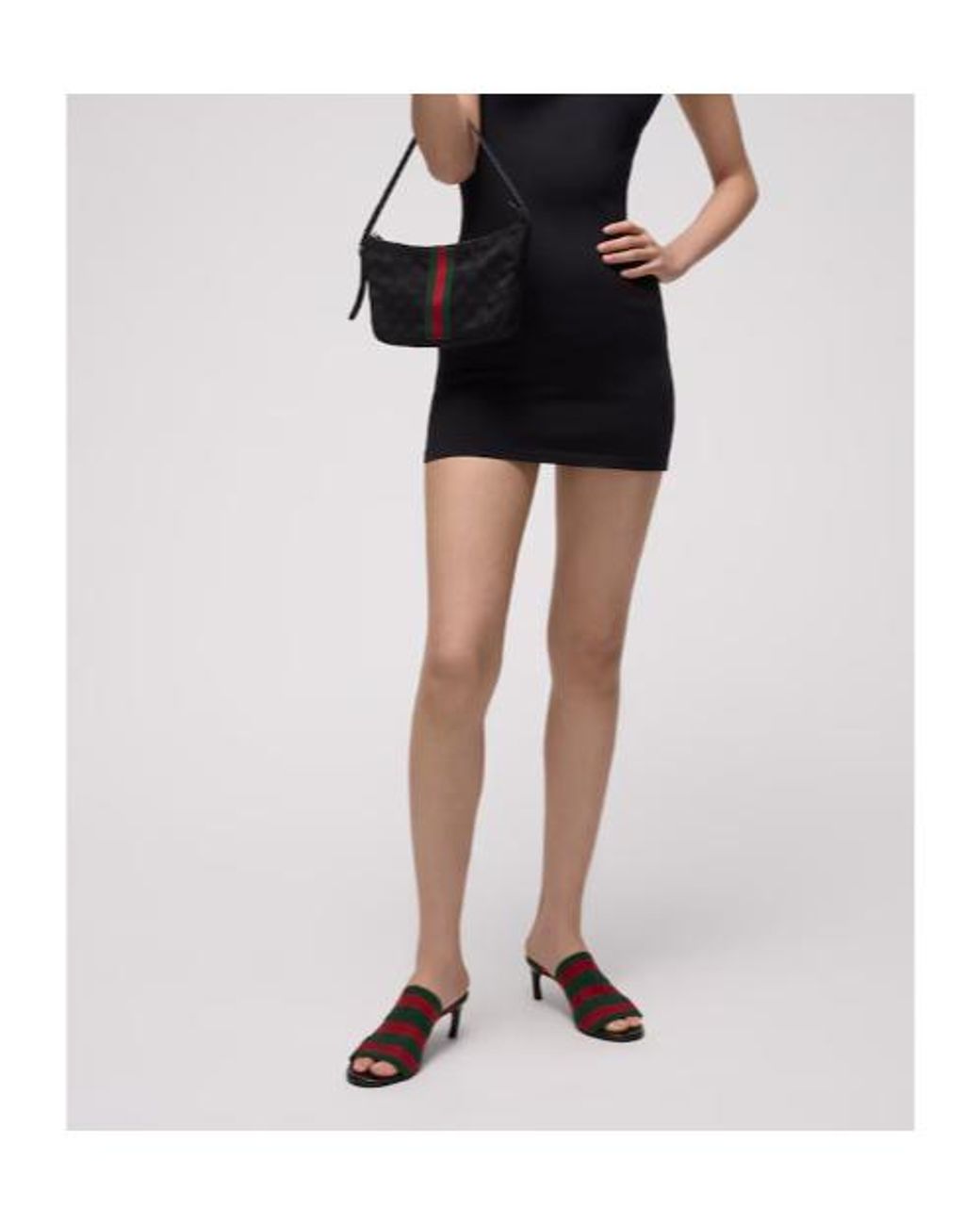 Gucci Black Mule Sandal With Web