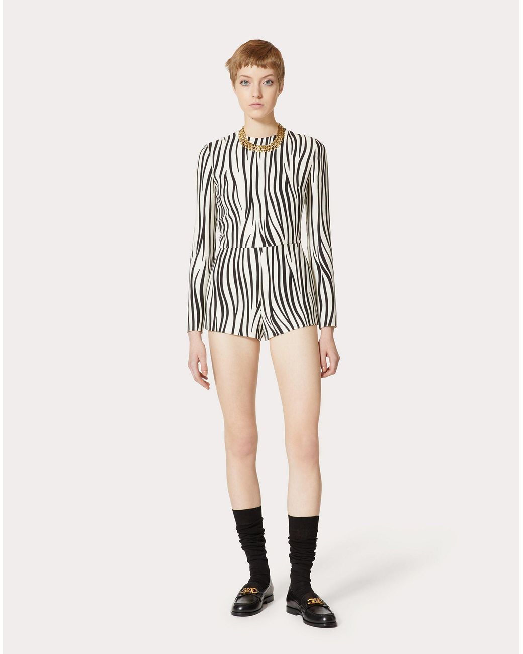 Valentino Black Zebra Print Jumpsuit
