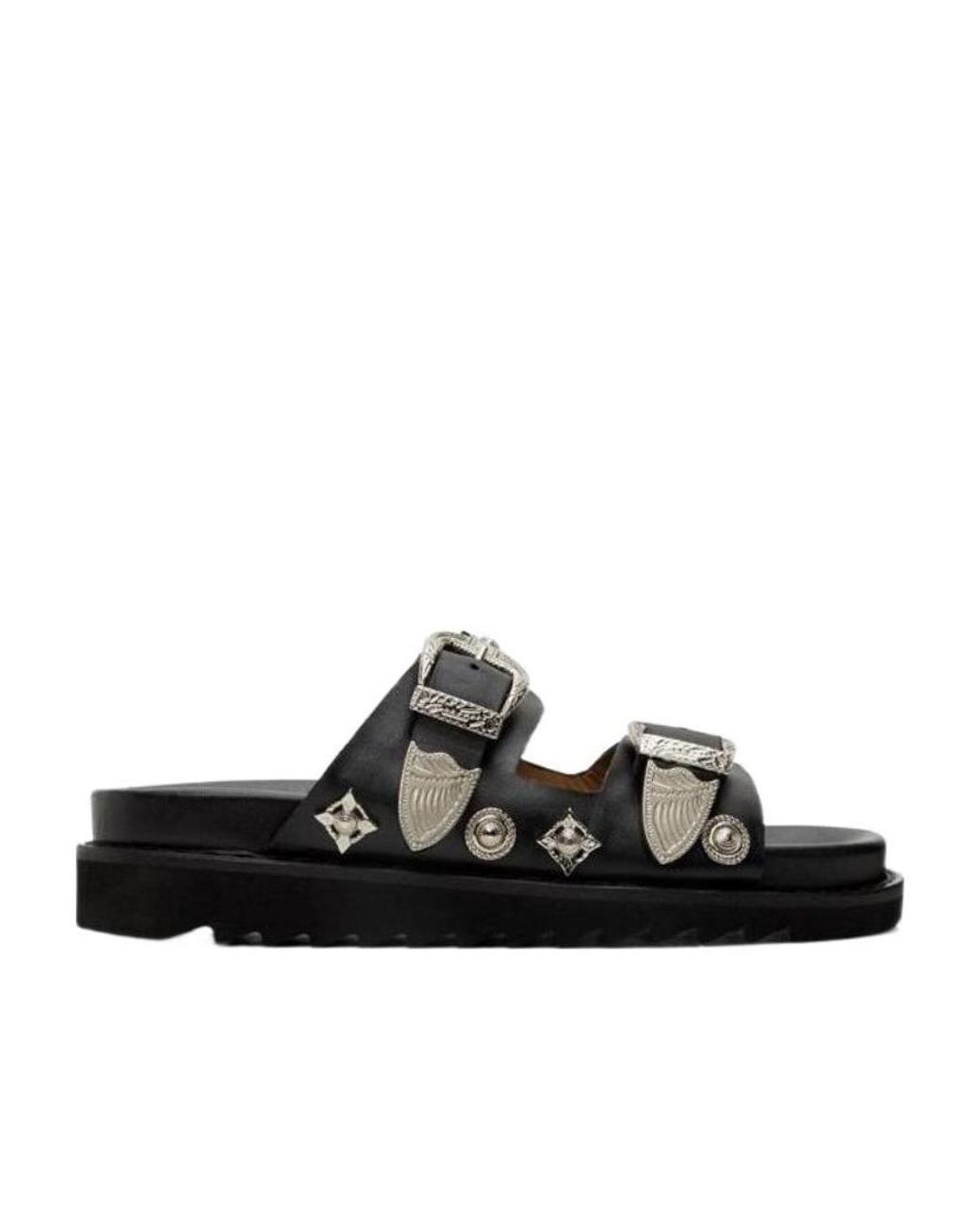 Toga Black Double Buckle Sandals