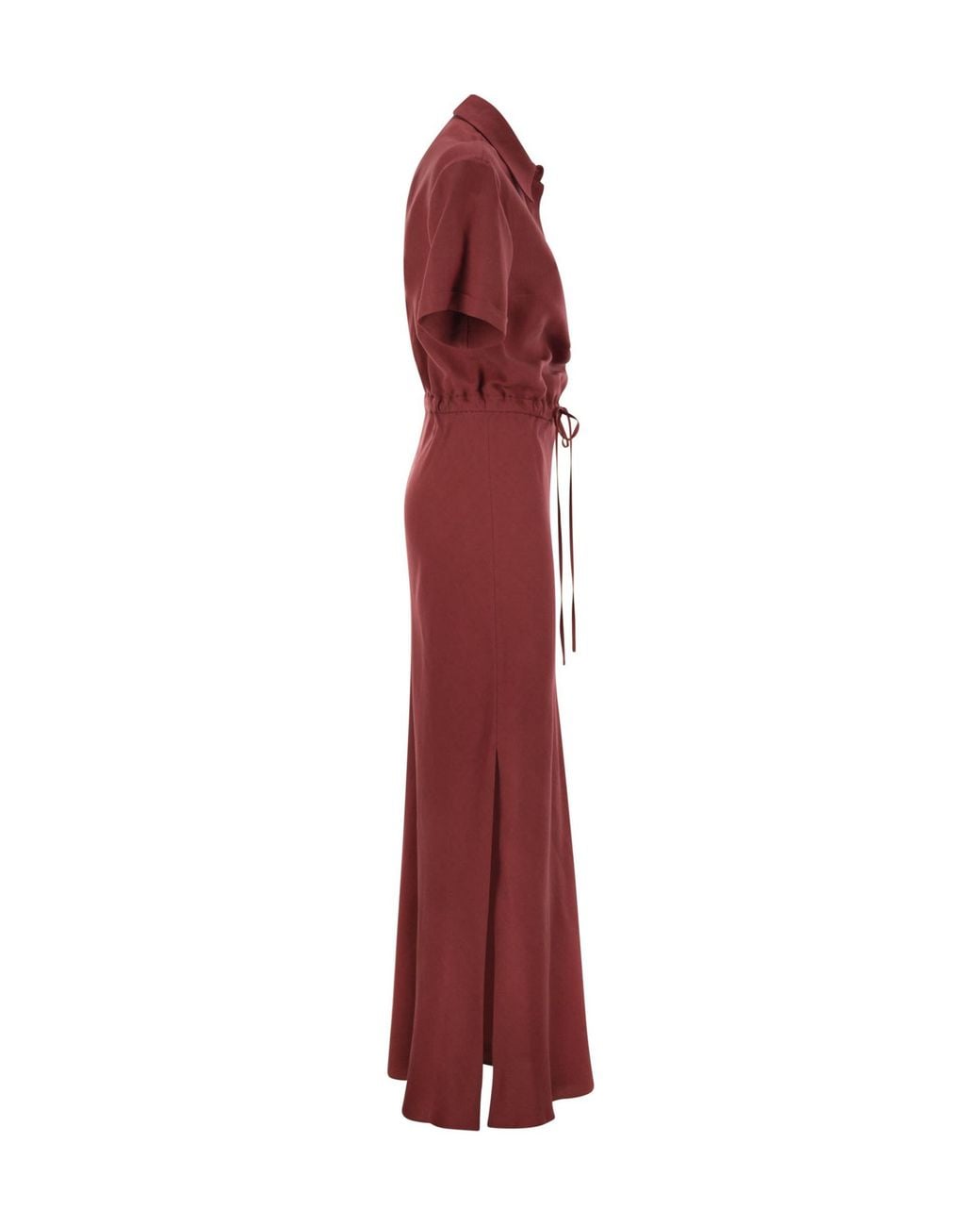Brunello Cucinelli Red Drawstring Waist Maxi Dress