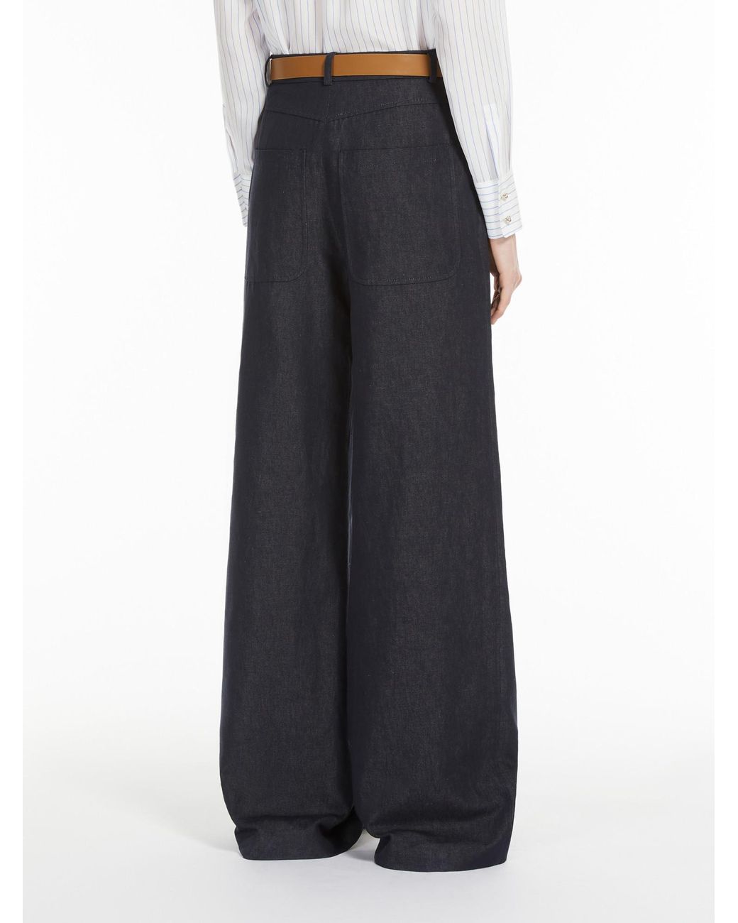 Max Mara Black Studio Murge Belted Wide Leg Trousers