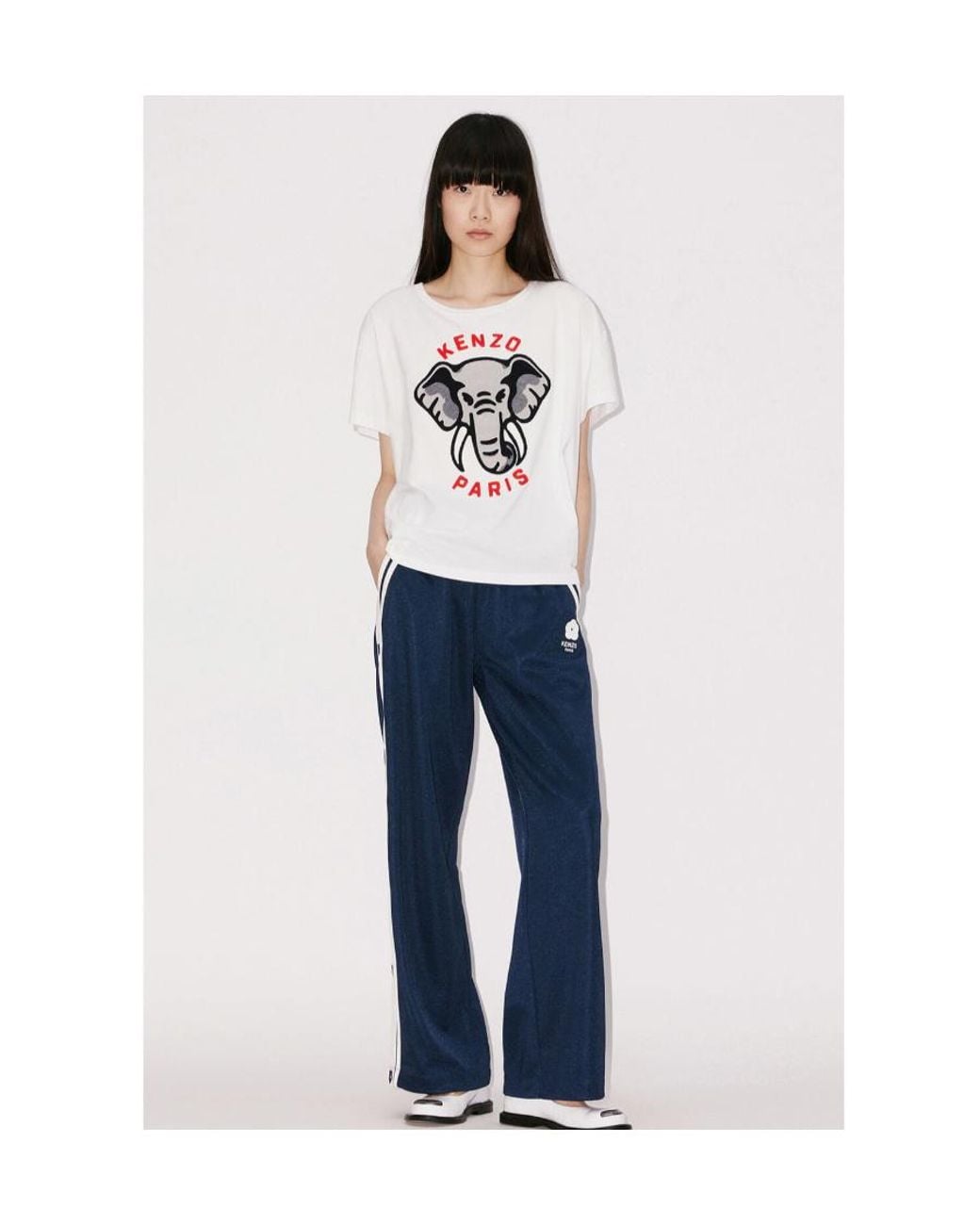 KENZO White Elephant-Embroidered Crewneck T-Shirt
