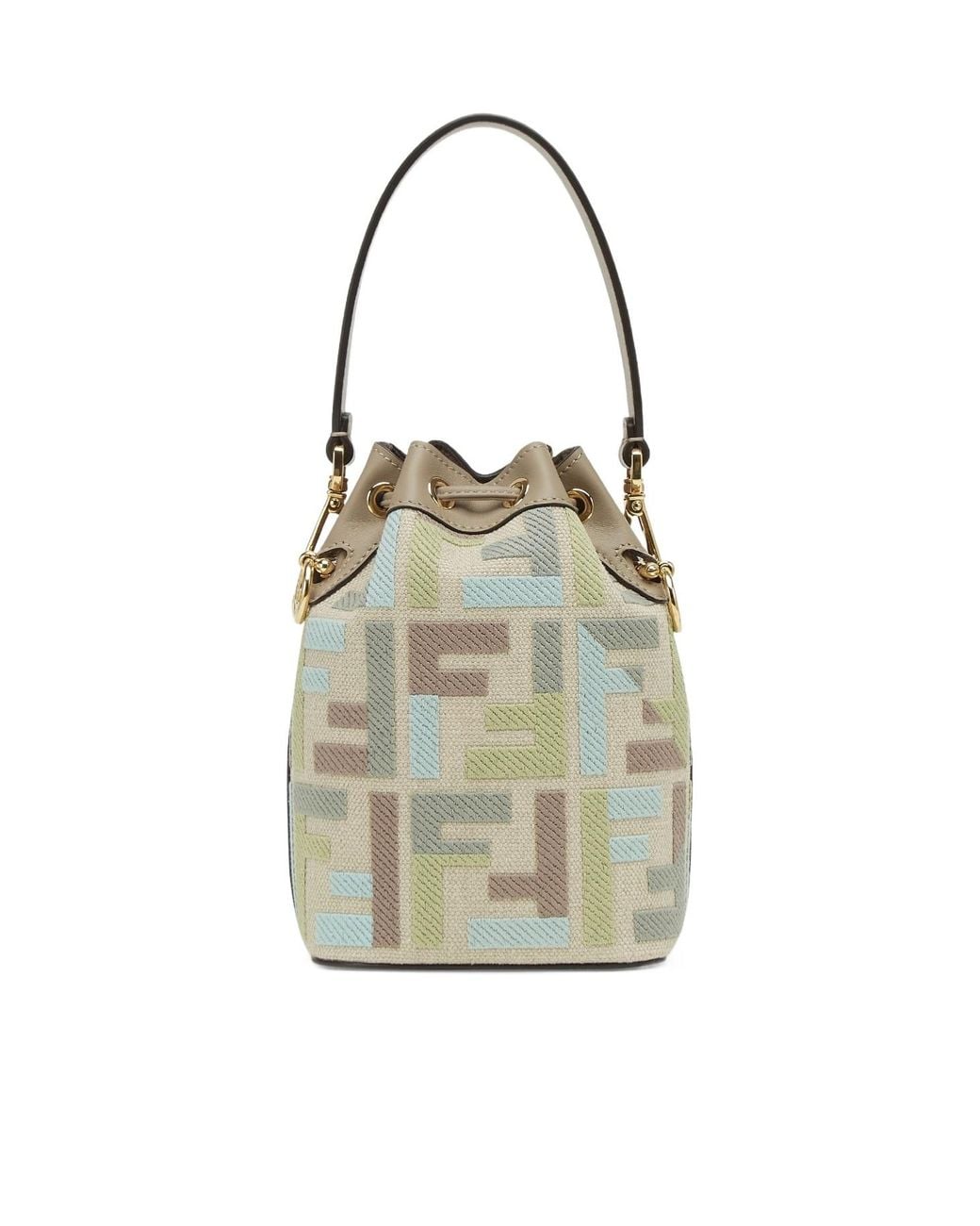 Fendi White Mon Tresor Drawstring Bucket Bag