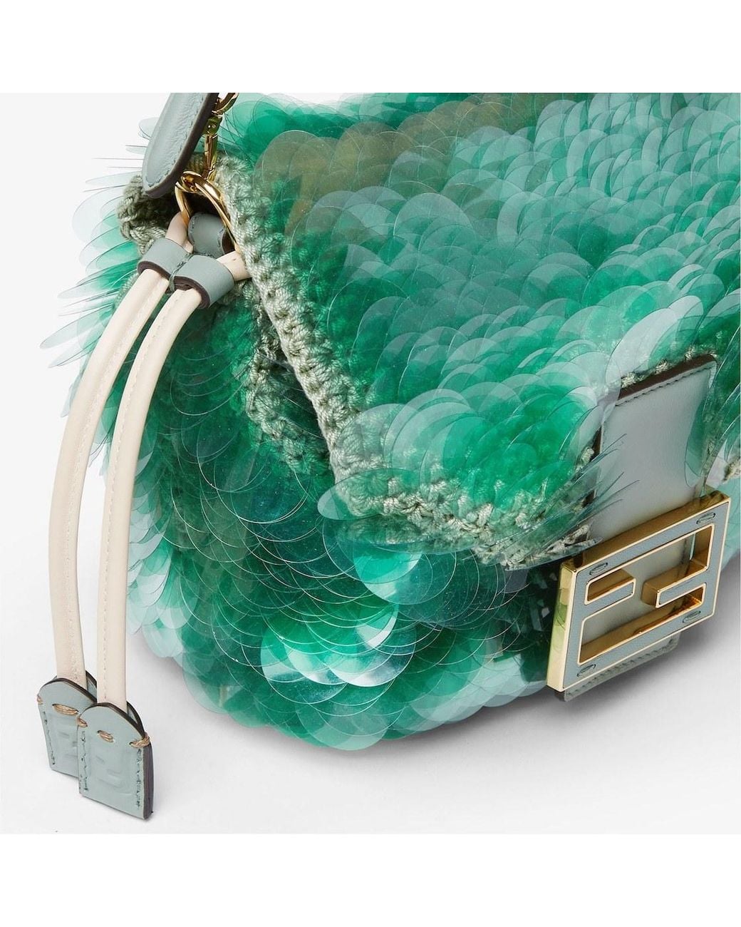 Fendi Green Mint Crochet Mini-Bag With Maxi Sequins
