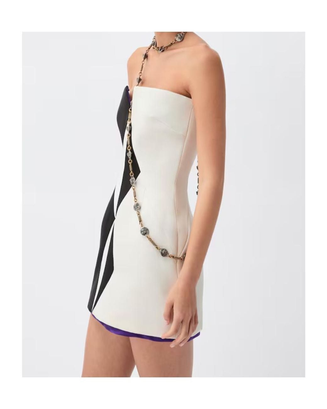Versace Black Strapless Geometric Mini Dress