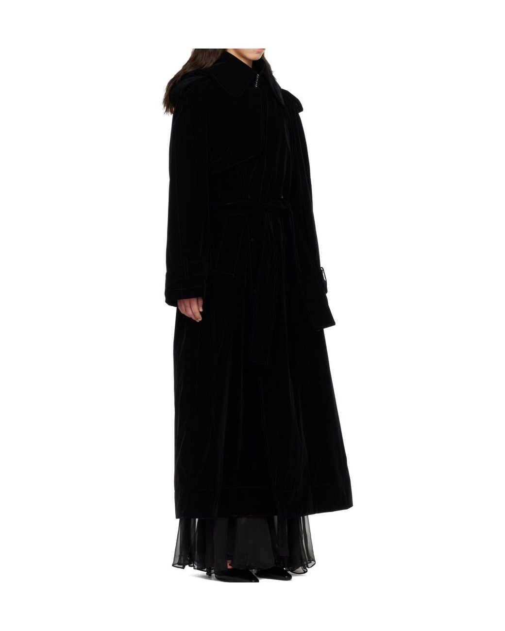 Jean Paul Gaultier Black Hooded Trench Coat With A Lapel Collar