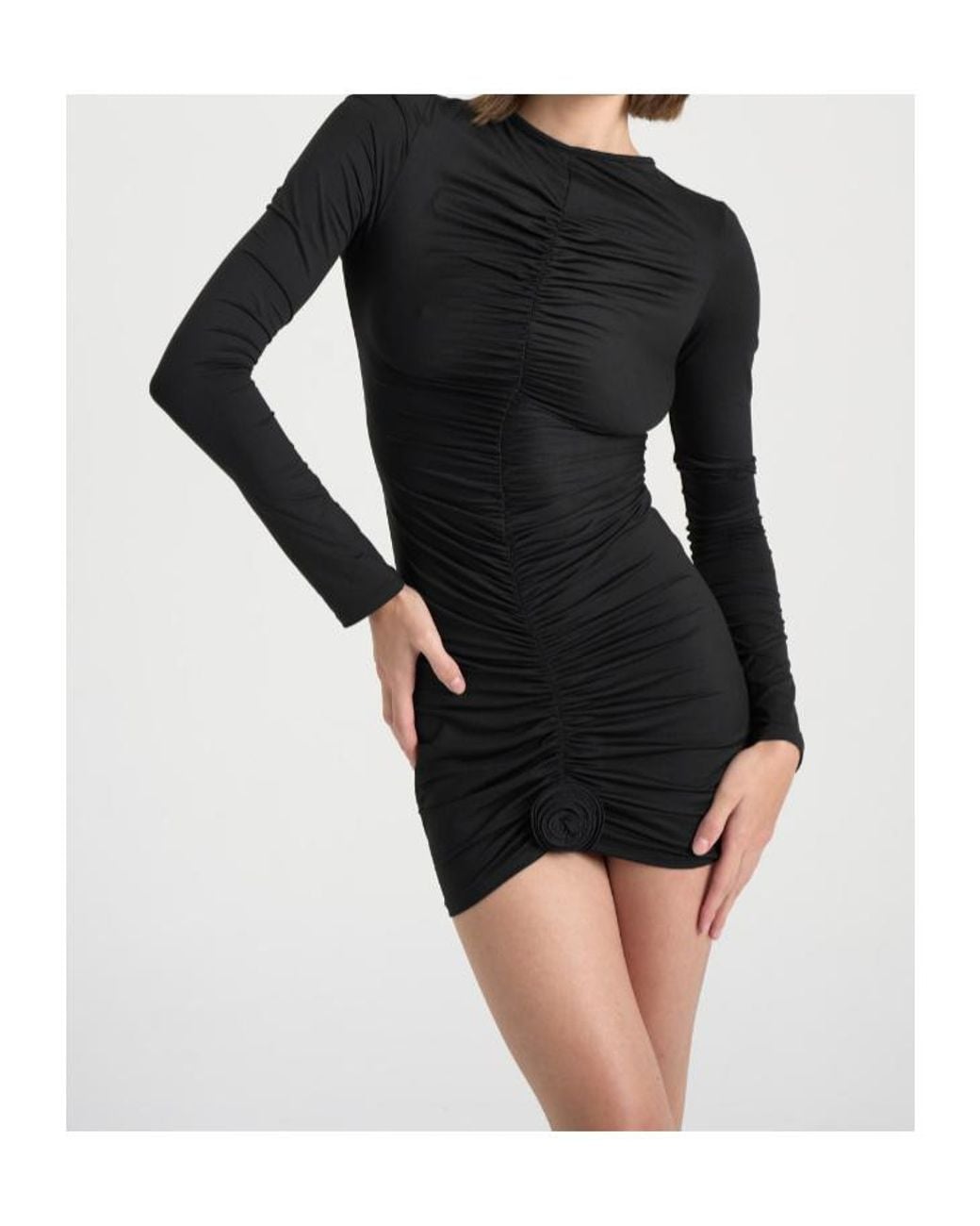 LaRevêche Black Lillibet Ruched Mini Dress
