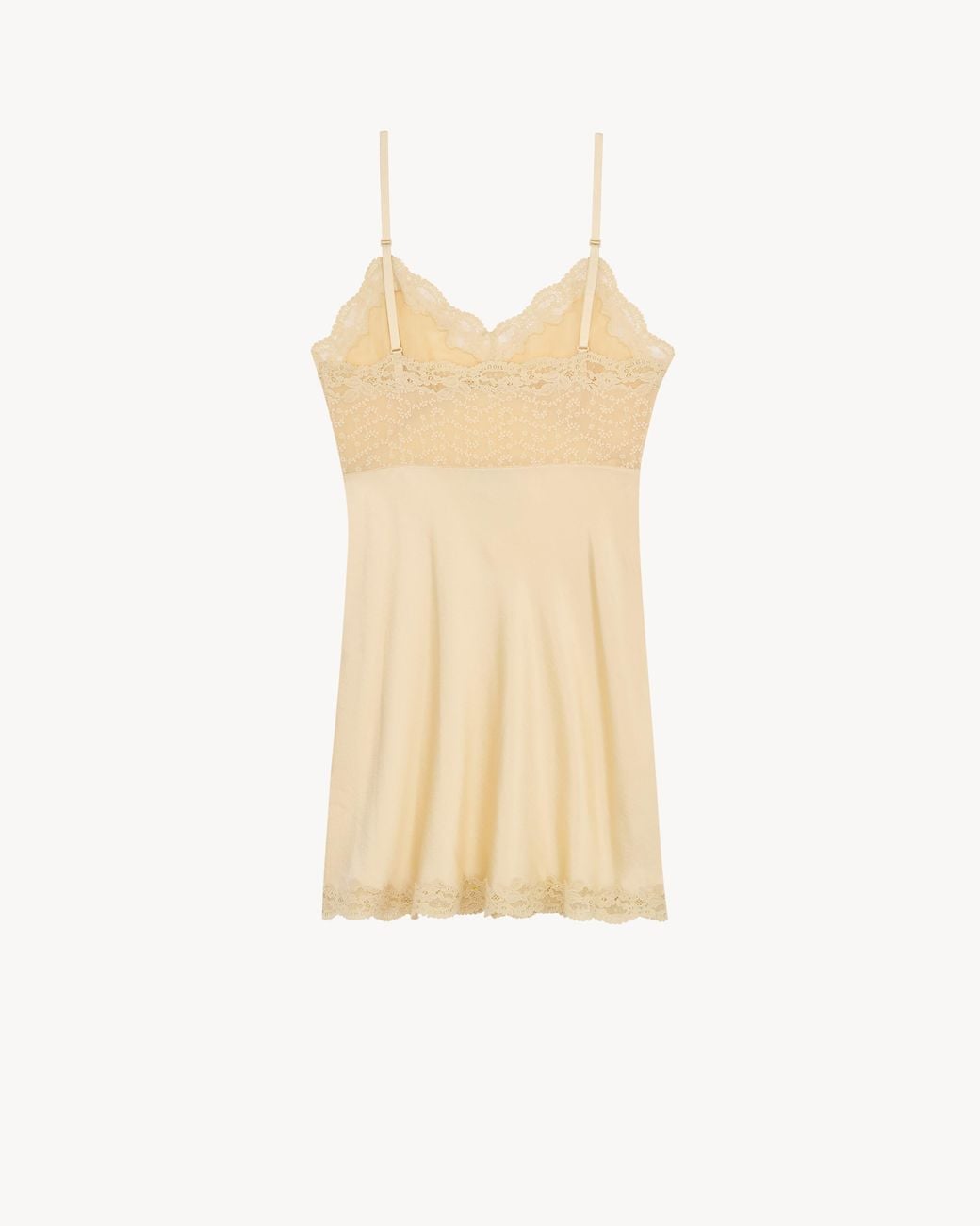 Saint Laurent Natural Laced Slip Dress