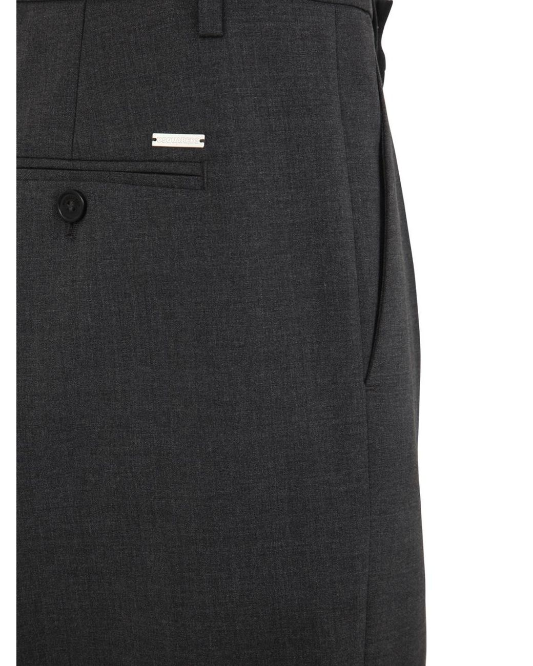 DSquared² Black Logo-Plaque Tailored Pleated Trousers for men
