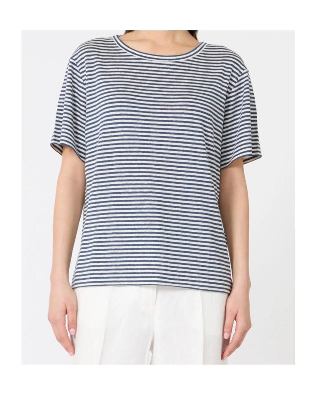 Weekend by Maxmara Blue Striped T-Shirt