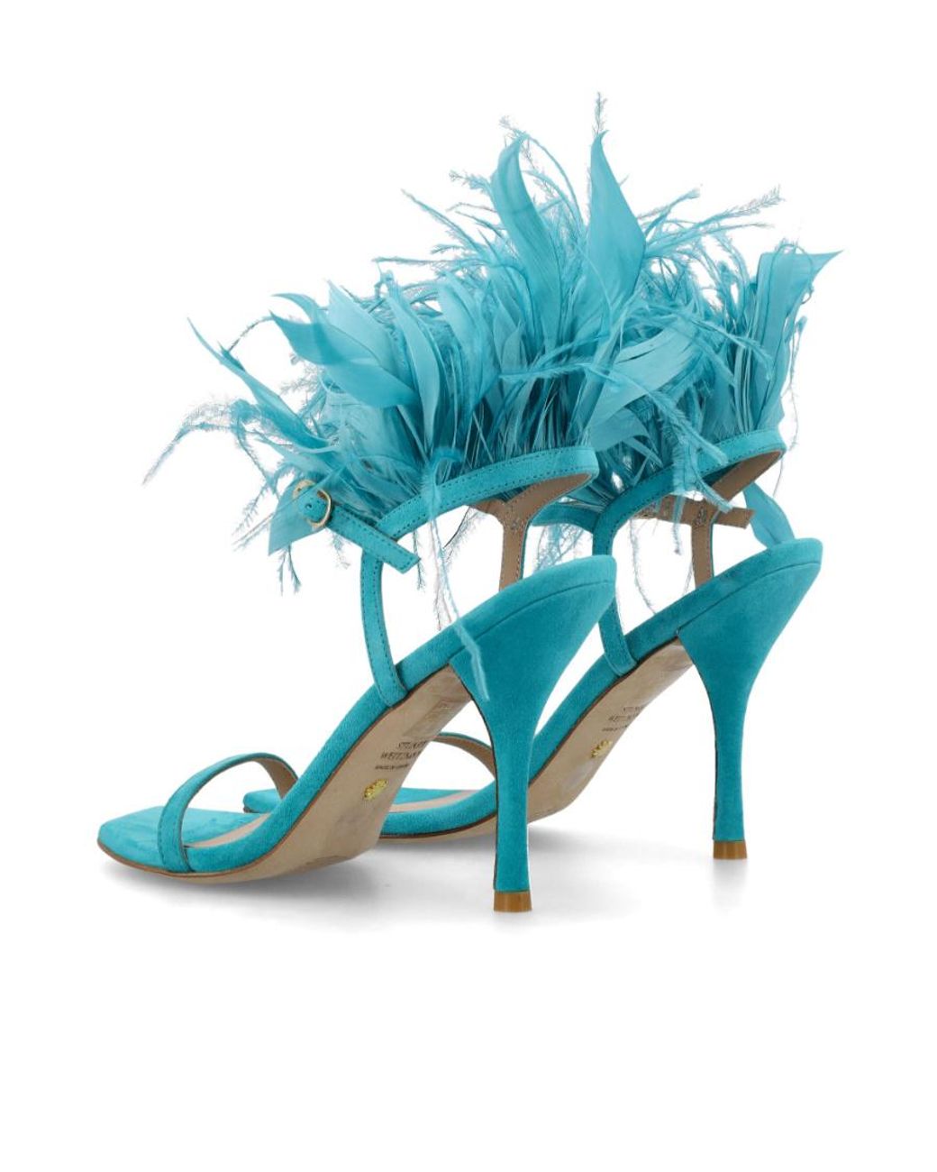 Stuart Weitzman Blue Strap-Up High-Heeled Sandals