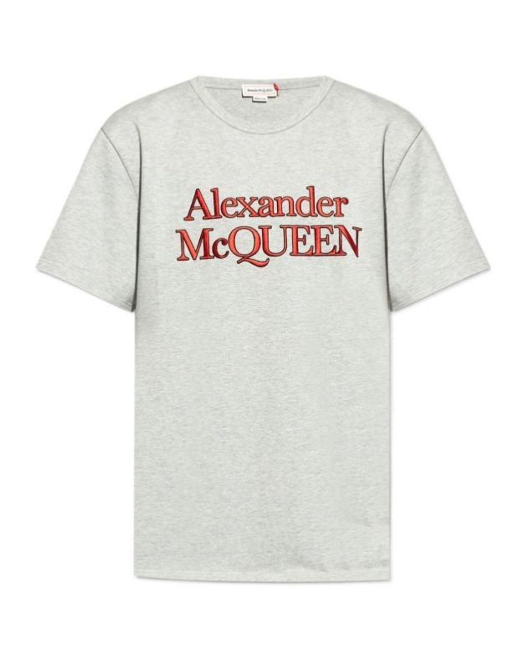 McQueen White Logo Printed Crewneck T-Shirt for men