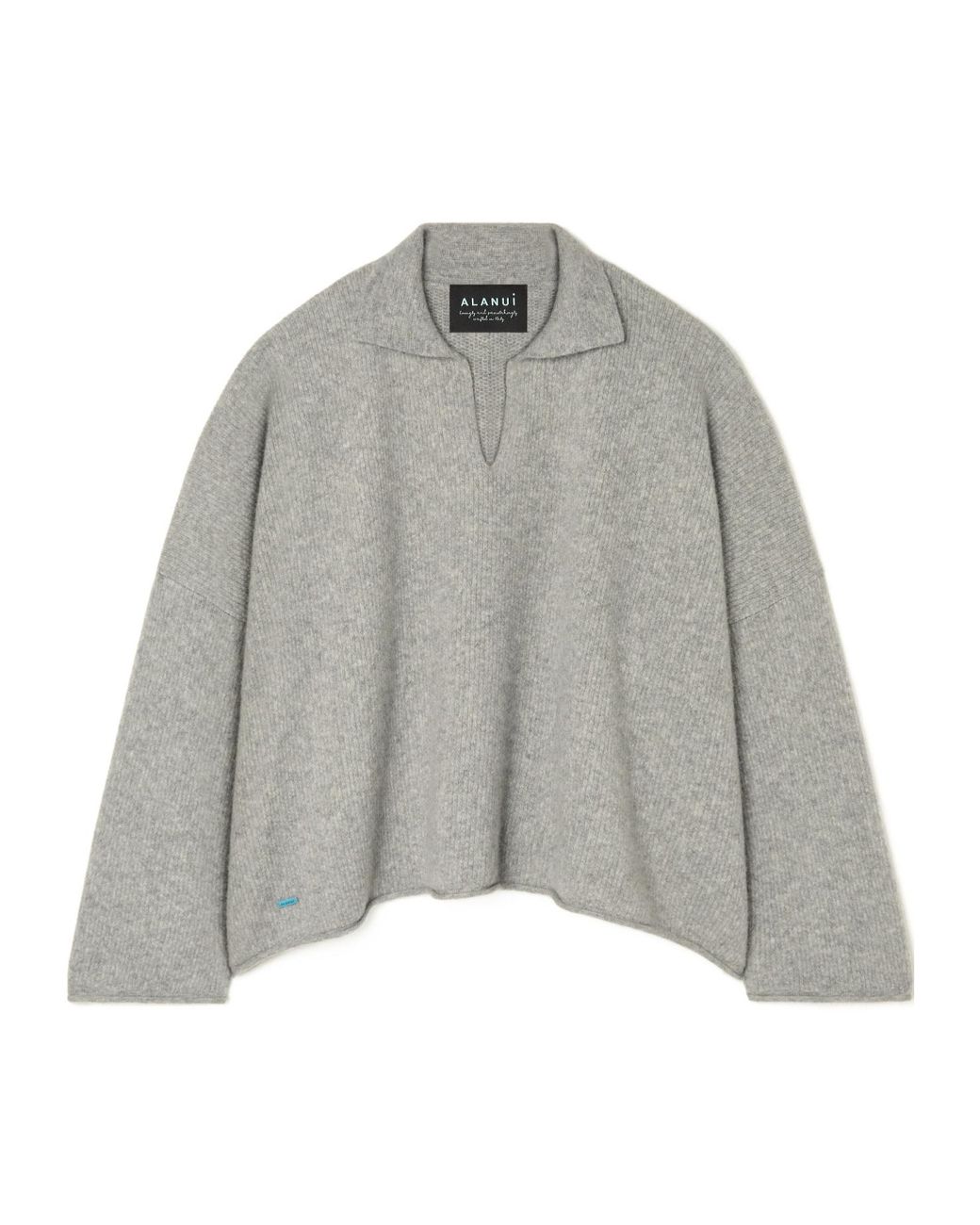 Alanui Gray Ribbed Polo Neck Top