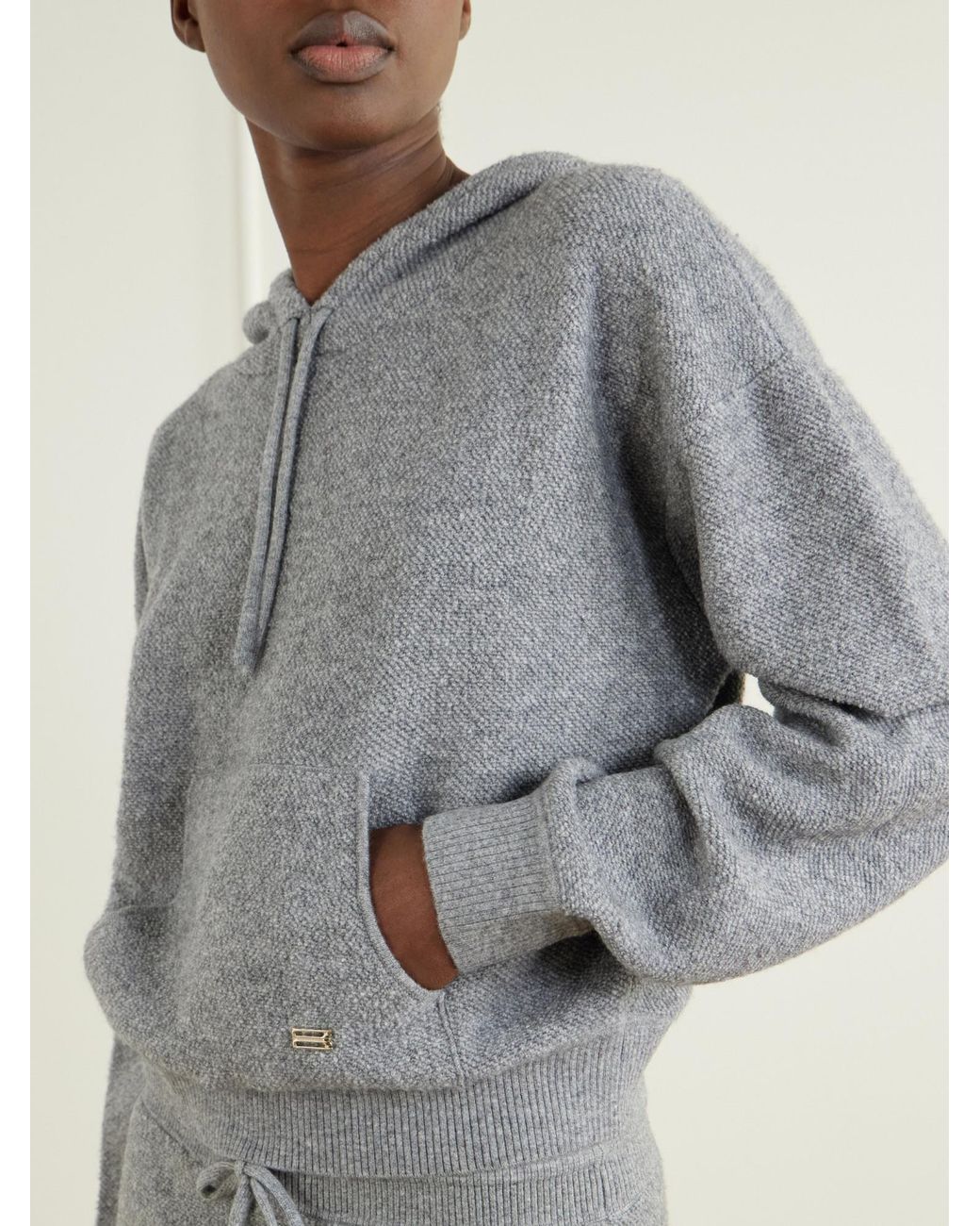 Victoria Beckham Gray Stretch Wool Hoodie