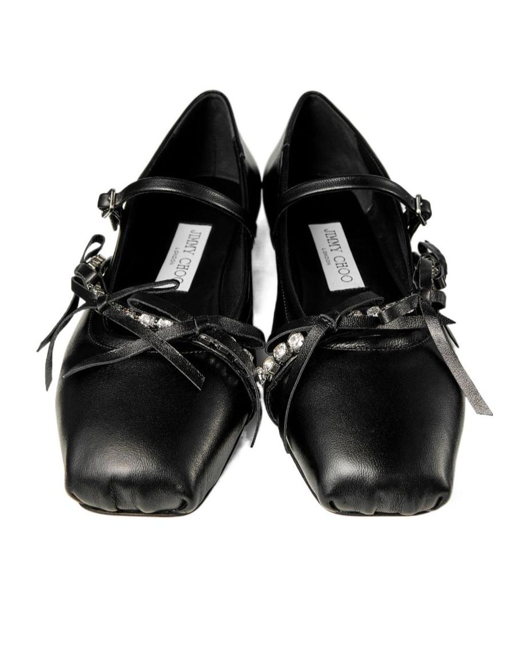 Jimmy Choo Black Leather Ballerinas "Loli"