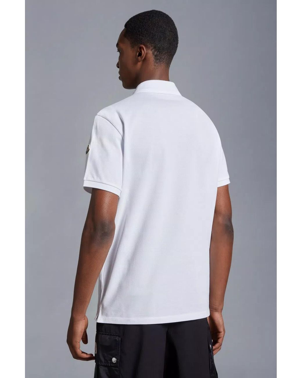 Moncler White Logo Motif Polo Shirt for men