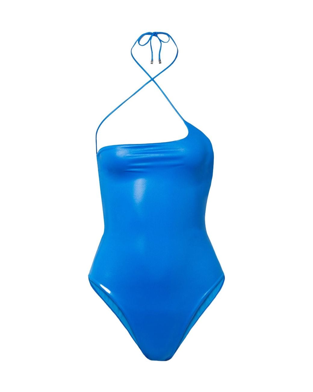 The Attico Blue Coated Halterneck Swimsuit