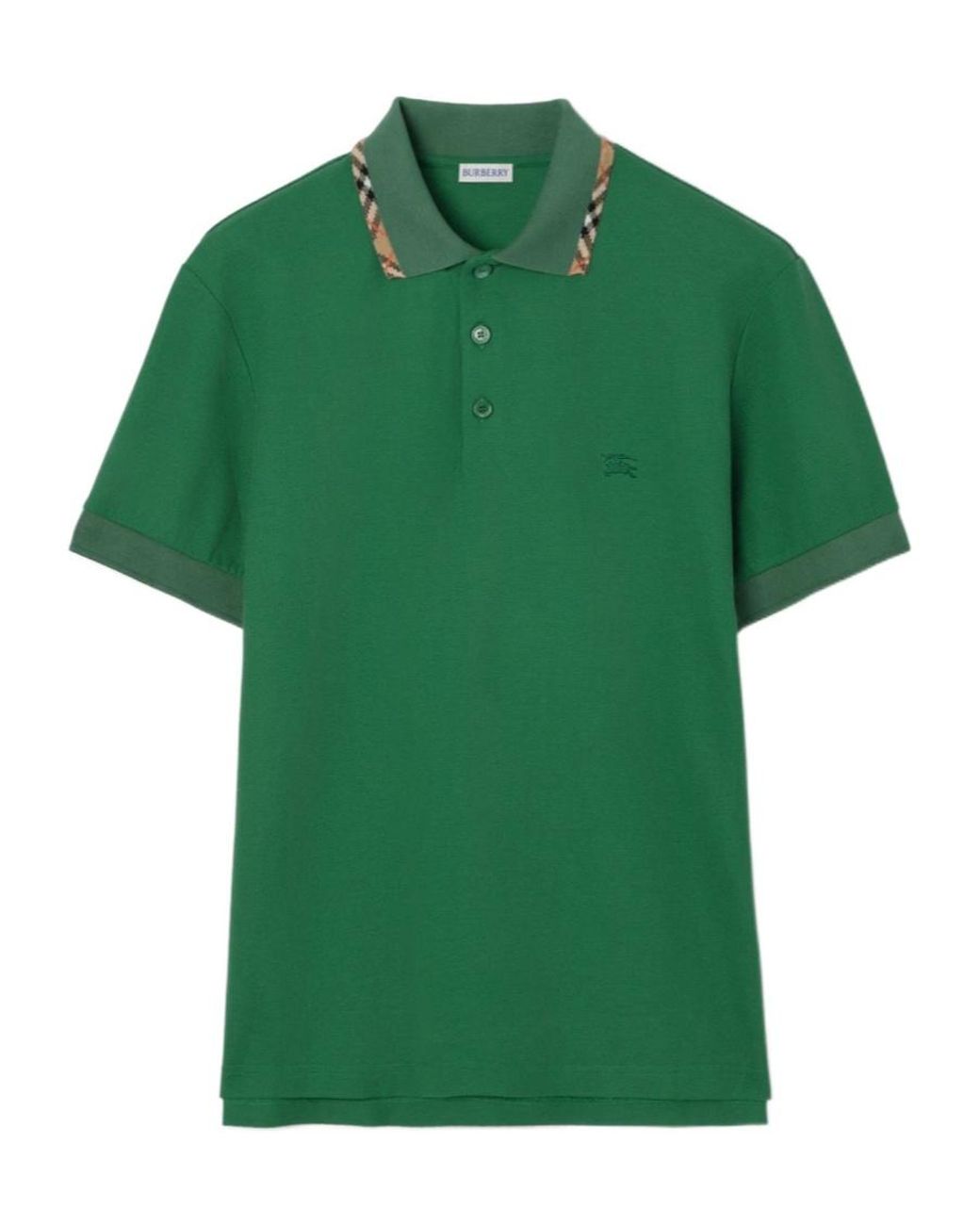 Burberry Green Check-Trim Regular-Fit Polo Shirt for men