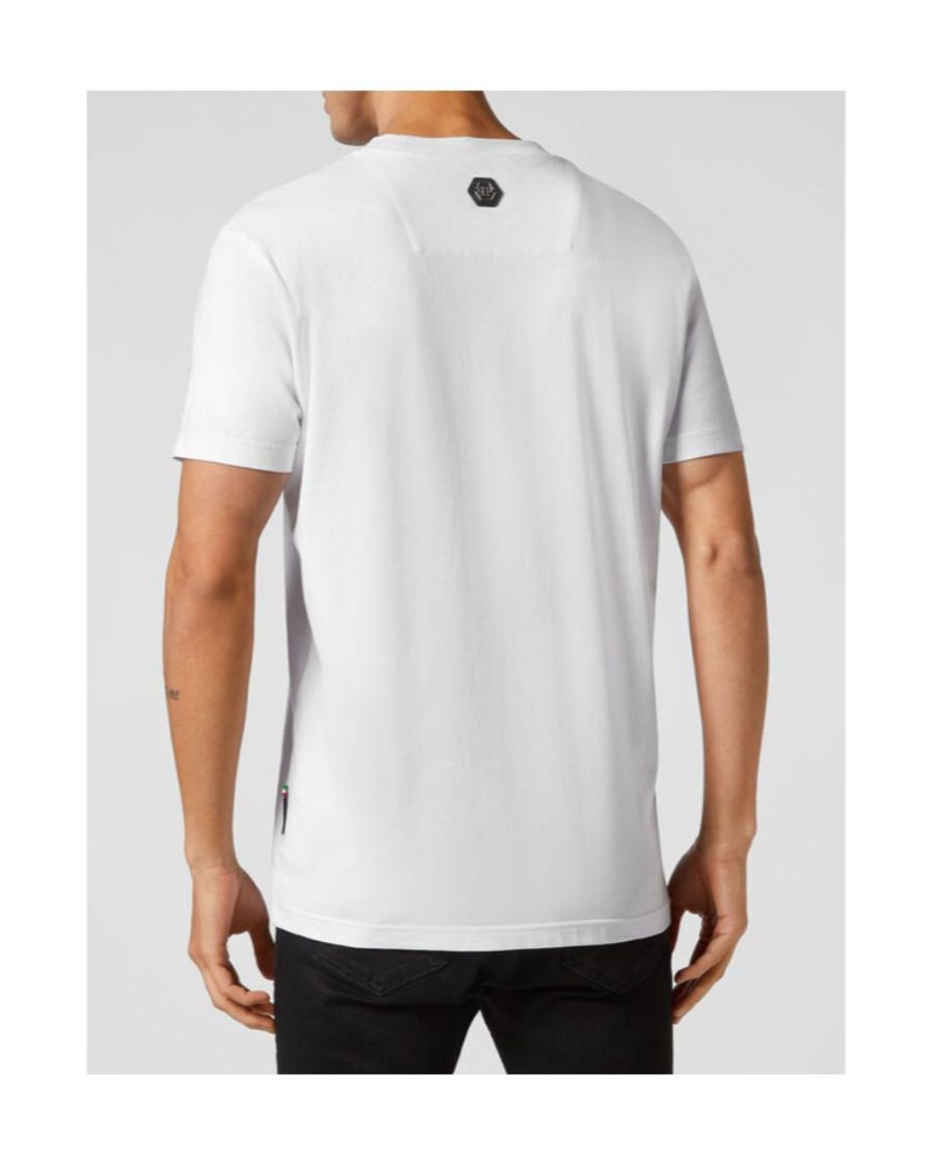 Philipp Plein White Logo Printed Crewneck T-Shirt for men