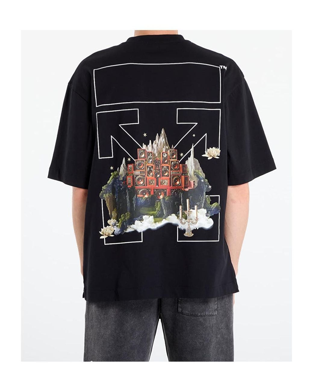 Off-White c/o Virgil Abloh Black Logo Embroidered Crewneck T-Shirt for men