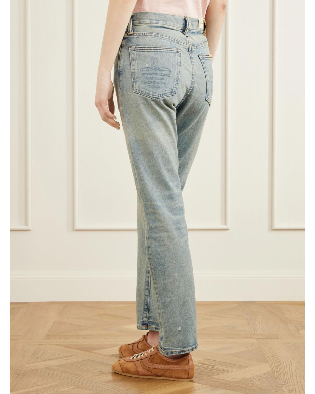 RRL Blue Mid-Rise Straight-Leg Jeans