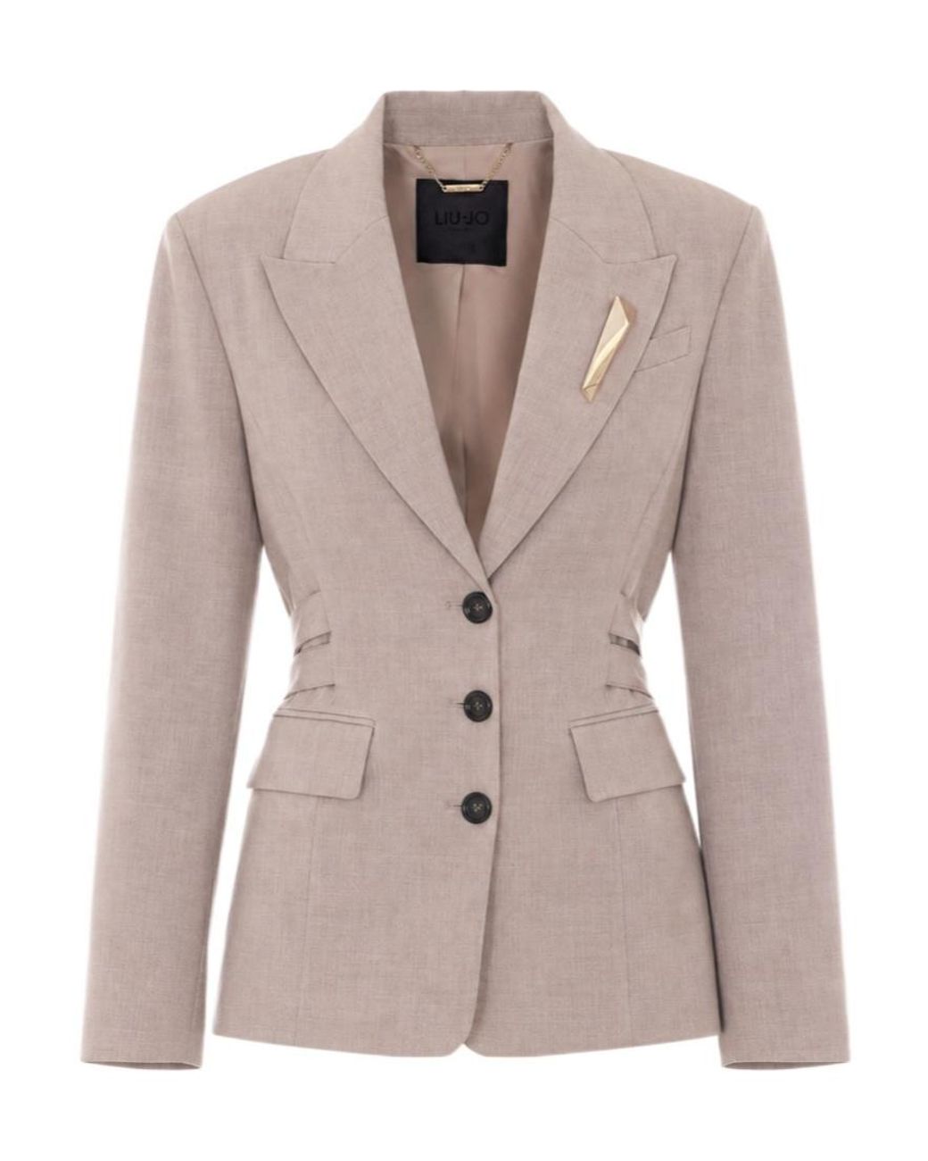 Liu Jo Gray Single-Breasted Belted Blazer