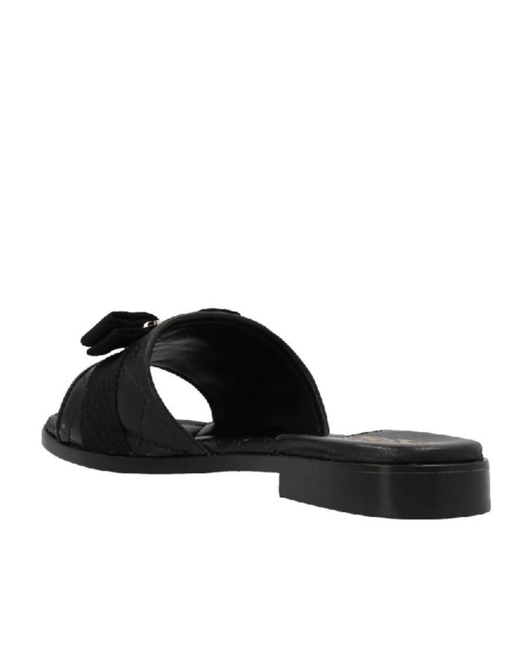 Ferragamo Black Bow Tie Sewn Slippers