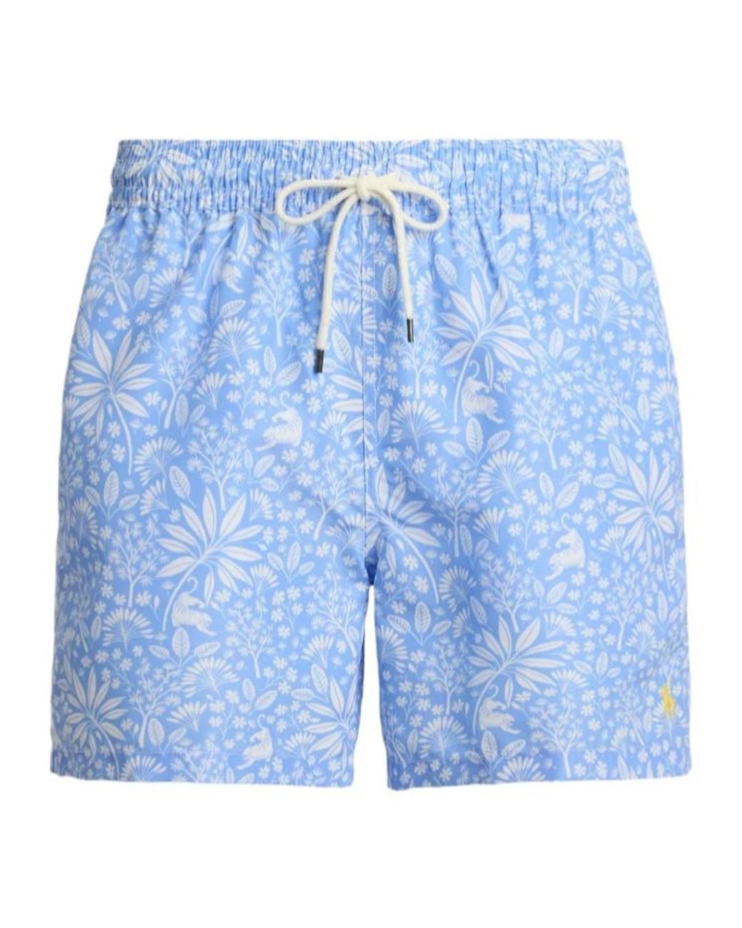 Polo Ralph Lauren Blue Floral Drawstring Swim Shorts for men