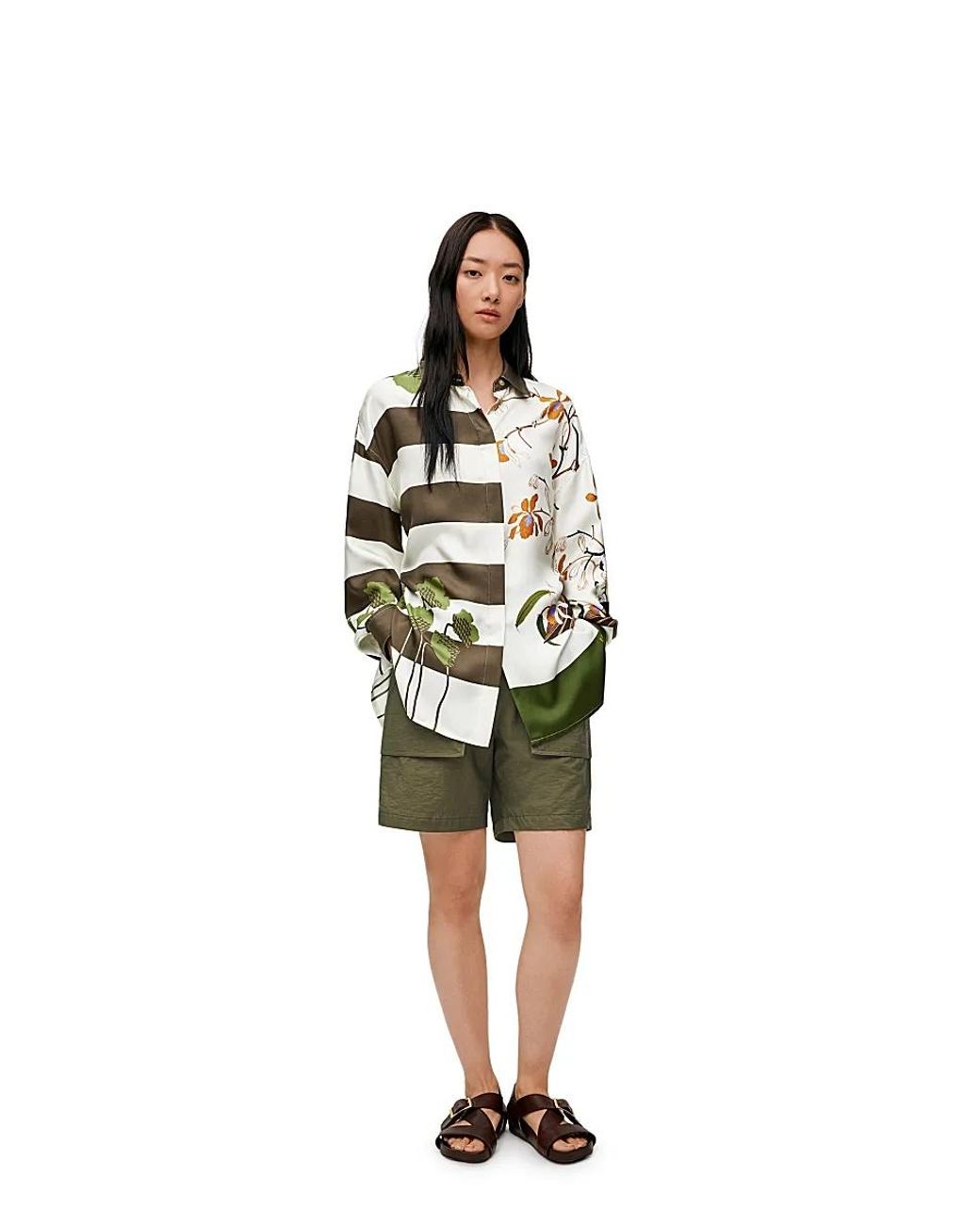 Loewe Green Graphic Print Panelled Shirt