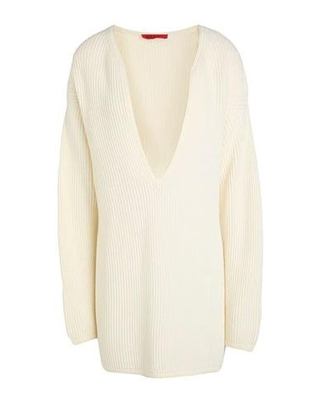 MAX&Co. White V-Neck Long-Sleeve Lightweight Knit Sweater